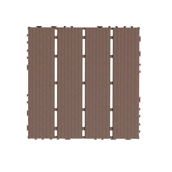 1 ft. x 1 ft. Outdoor Plastic Deck Tile in Brown (44-Pack, 44 sq. ft.)
