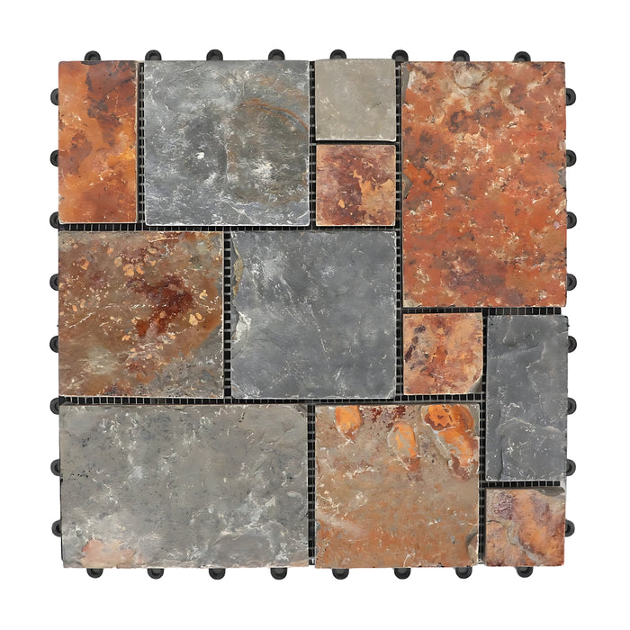 1 ft. x 1 ft. Multicolor Natural Stone Interlocking Deck Tiles for Indoor/Outdoor Use (8-Pack, 8 sq. ft.)