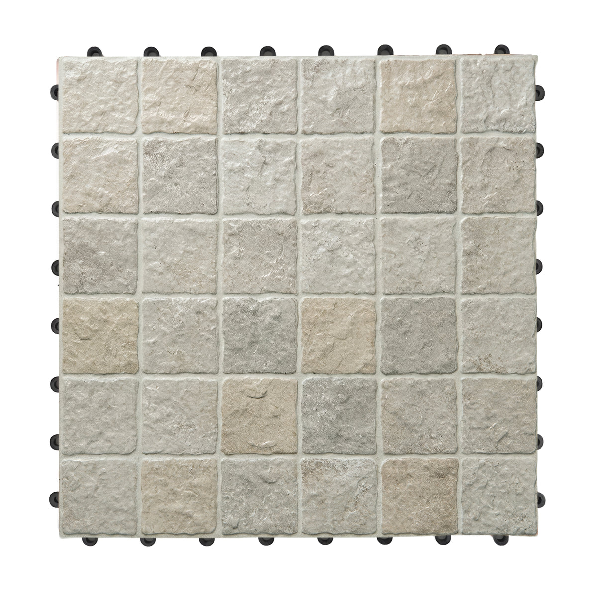 1 ft. x 1 ft. Outdoor Cobblestone Limestone-Look Outdoor Porcelain Floor Tile  in Light Beige (8-Pack, 8 sq. ft.)