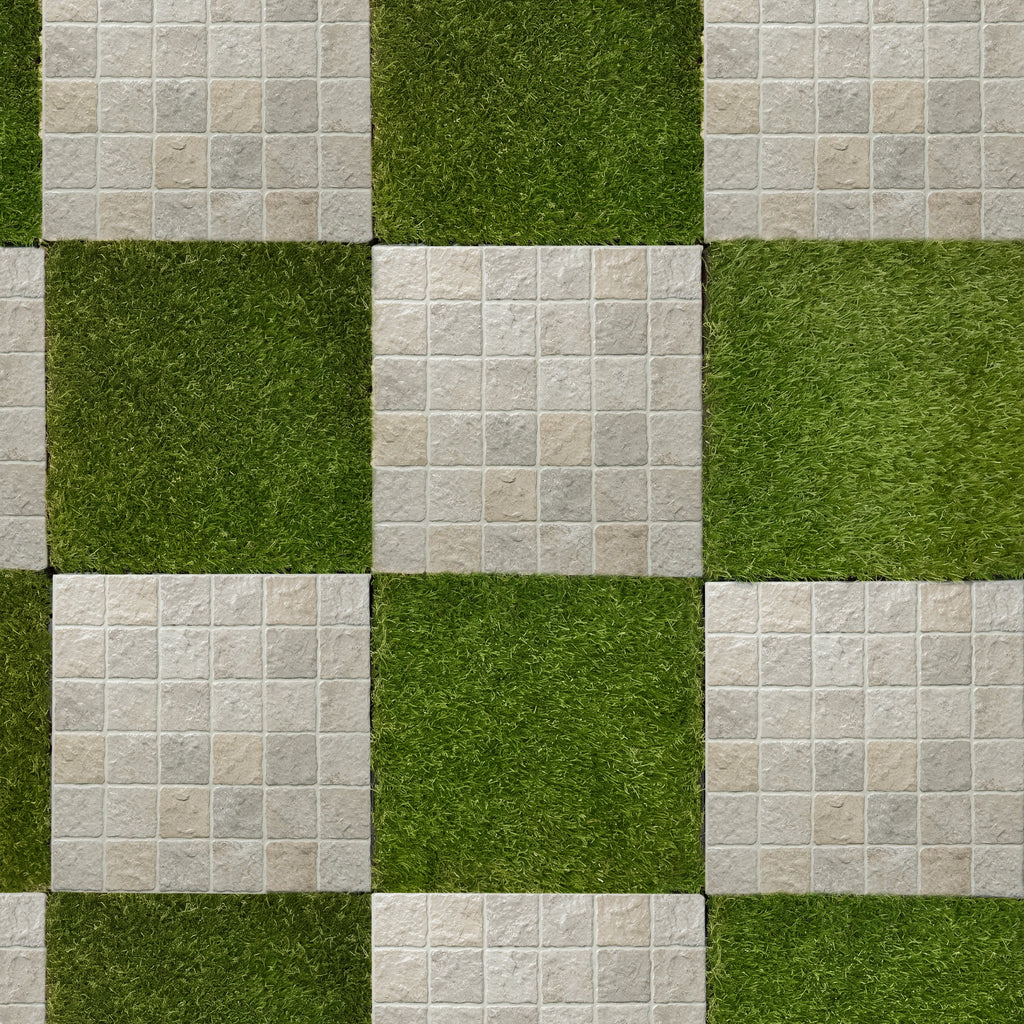 1 ft. x 1 ft. Outdoor Cobblestone Limestone-Look Outdoor Porcelain Floor Tile  in Light Beige (8-Pack, 8 sq. ft.)