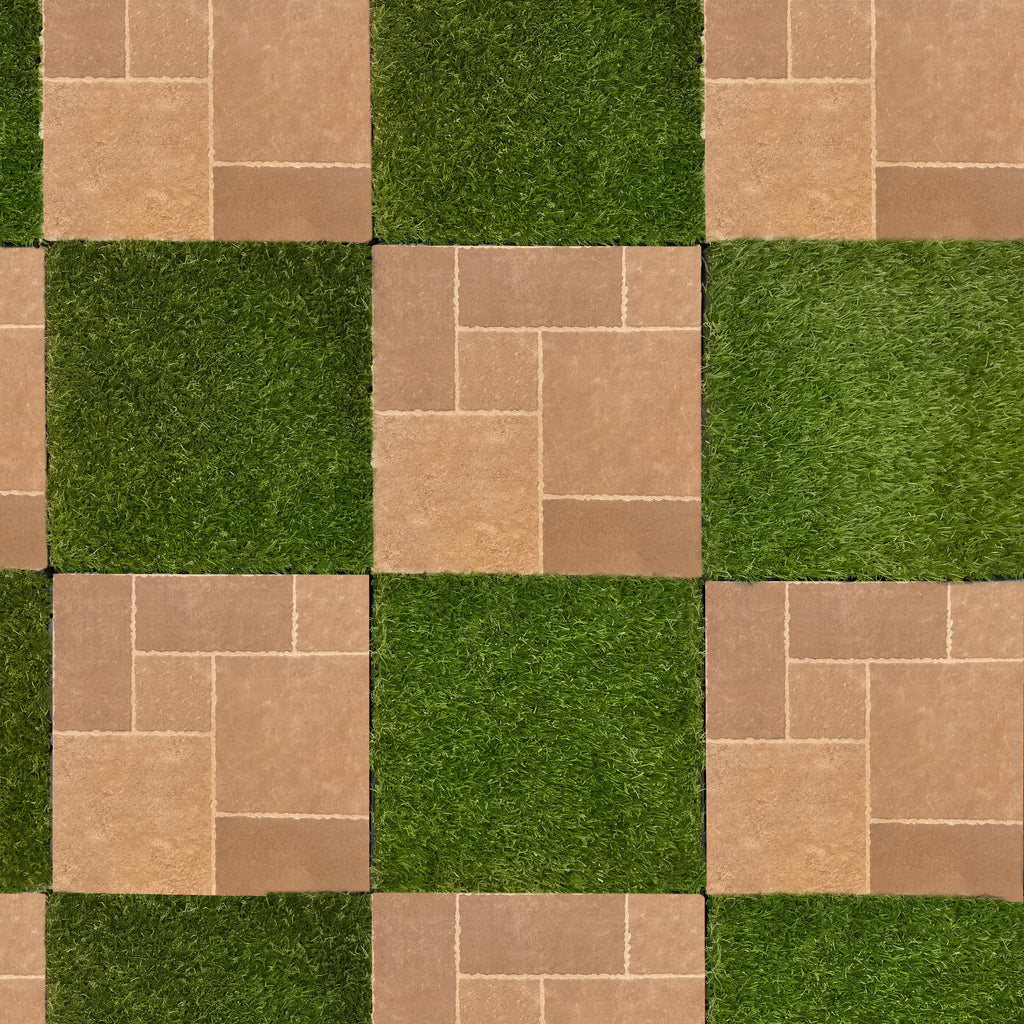 1 ft. x 1 ft. Outdoor Ashlar Pattern Square Stone-Look Porcelain Paver Tile in Tan (8-Pack, 8 sq. ft.)