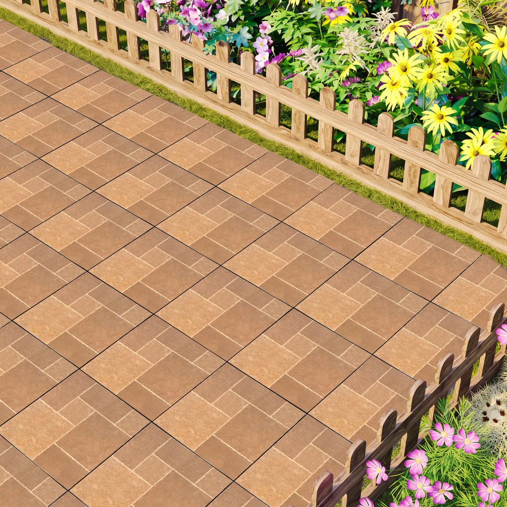 1 ft. x 1 ft. Outdoor Ashlar Pattern Square Stone-Look Porcelain Paver Tile in Tan (8-Pack, 8 sq. ft.)