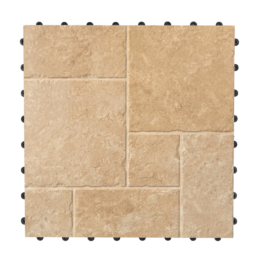 1 ft. x 1 ft. Outdoor Ashlar Pattern Square Stone-Look Porcelain Paver Tile in Beige (8-Pack, 8 sq. ft.)