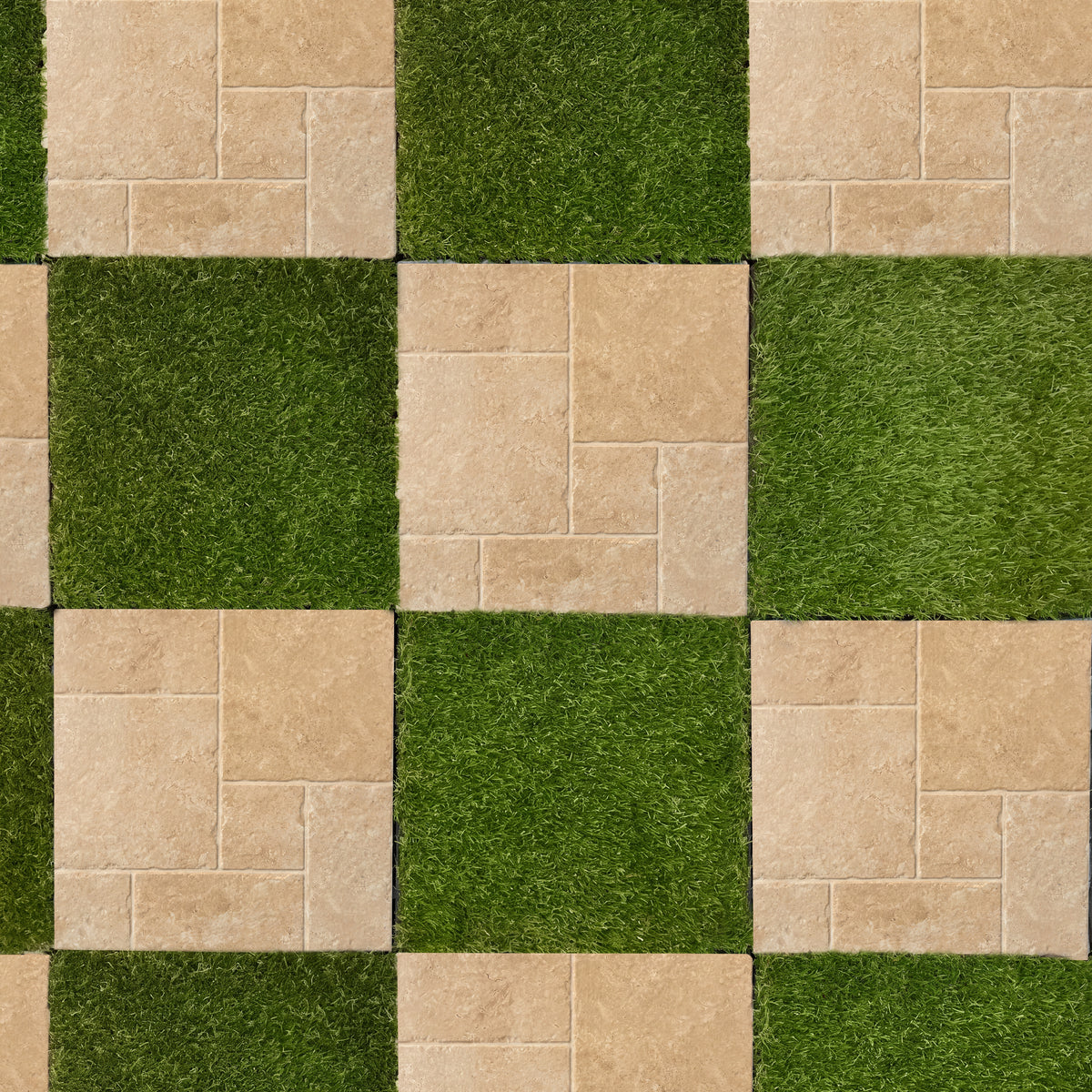 1 ft. x 1 ft. Outdoor Ashlar Pattern Square Stone-Look Porcelain Paver Tile in Beige (8-Pack, 8 sq. ft.)