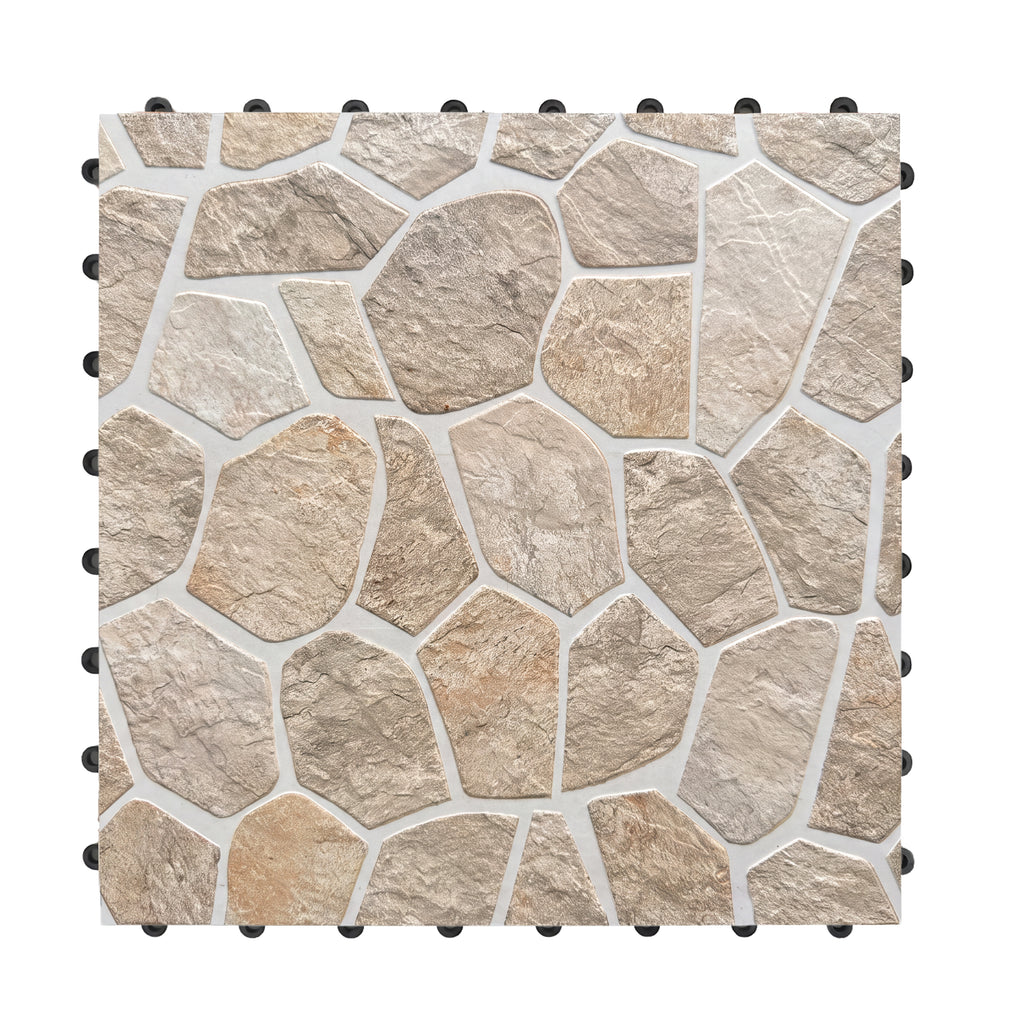 1 ft. x 1 ft. Multicolor Natural Stone Mosaic Interlocking Patio and Deck Tiles for Indoor/Outdoor Use (8-Pack, 8 sq. ft.)