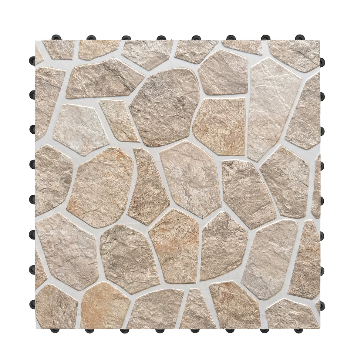 1 ft. x 1 ft. Multicolor Natural Stone Mosaic Interlocking Patio and Deck Tiles for Indoor/Outdoor Use (8-Pack, 8 sq. ft.)