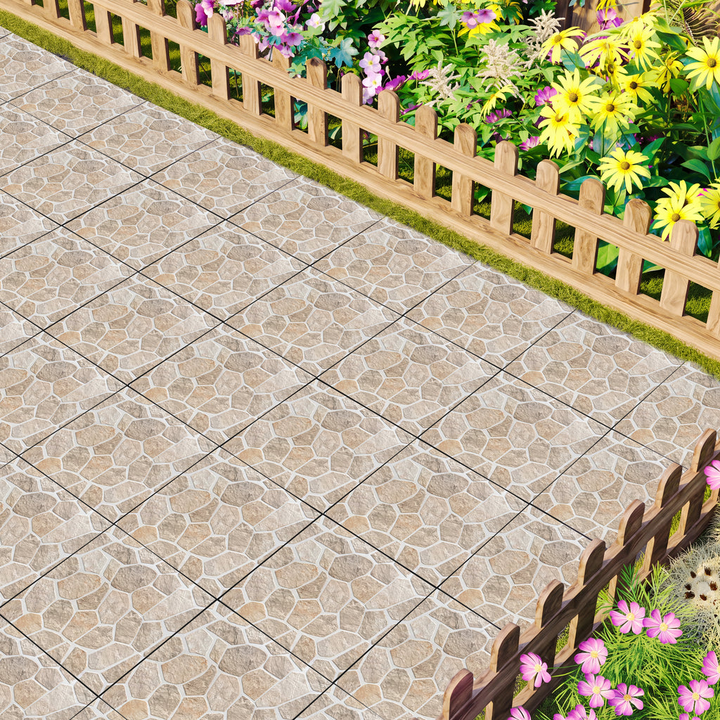 1 ft. x 1 ft. Multicolor Natural Stone Mosaic Interlocking Patio and Deck Tiles for Indoor/Outdoor Use (8-Pack, 8 sq. ft.)