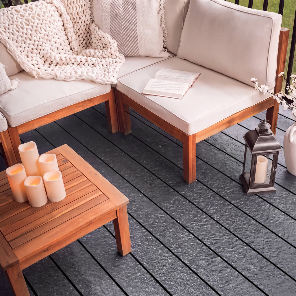12 ft. x  6 in. x  1 in. Black Hollow Composite Decking Board for Outdoor Patios, Gardens, Walkways and Platforms