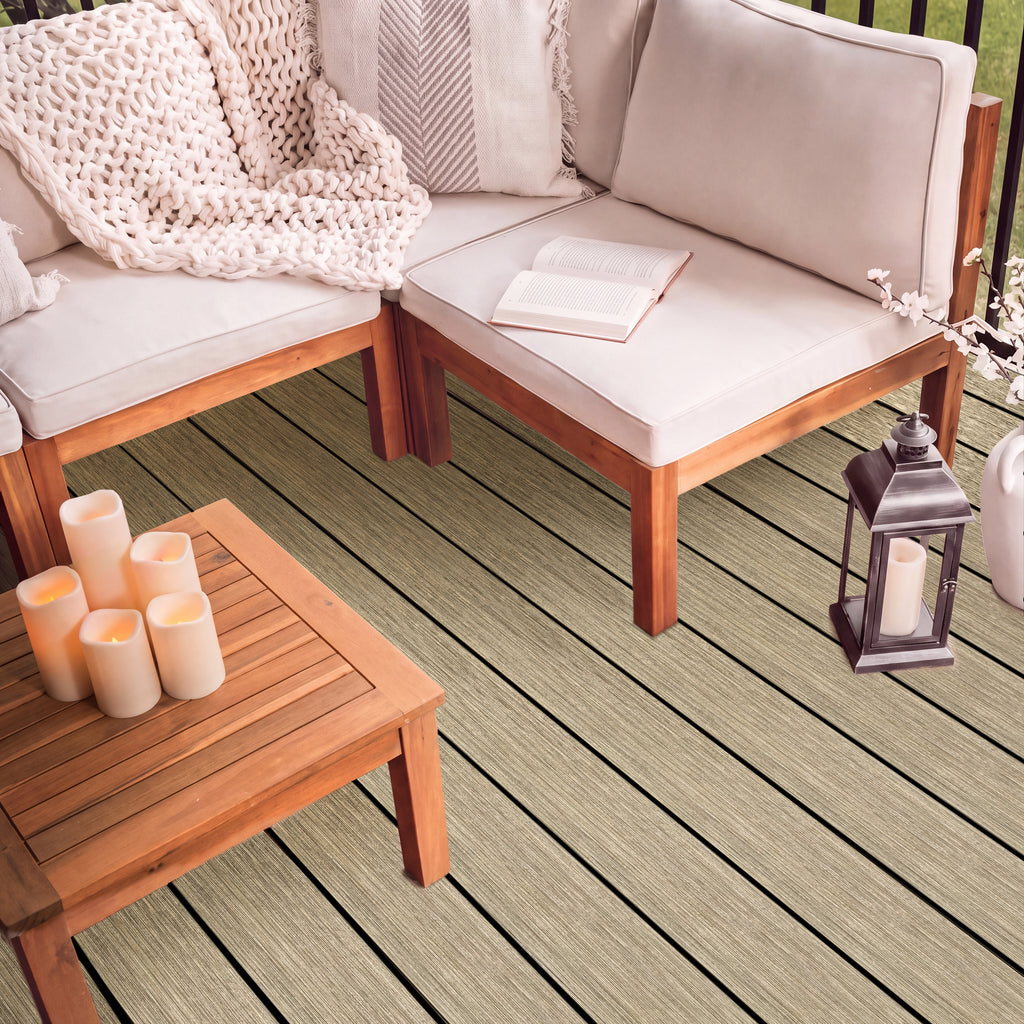 16 ft. x 6 in. x  1 in. Light Brown Hollow Composite Decking Board for Outdoor Patios, Gardens, Walkways and Platforms