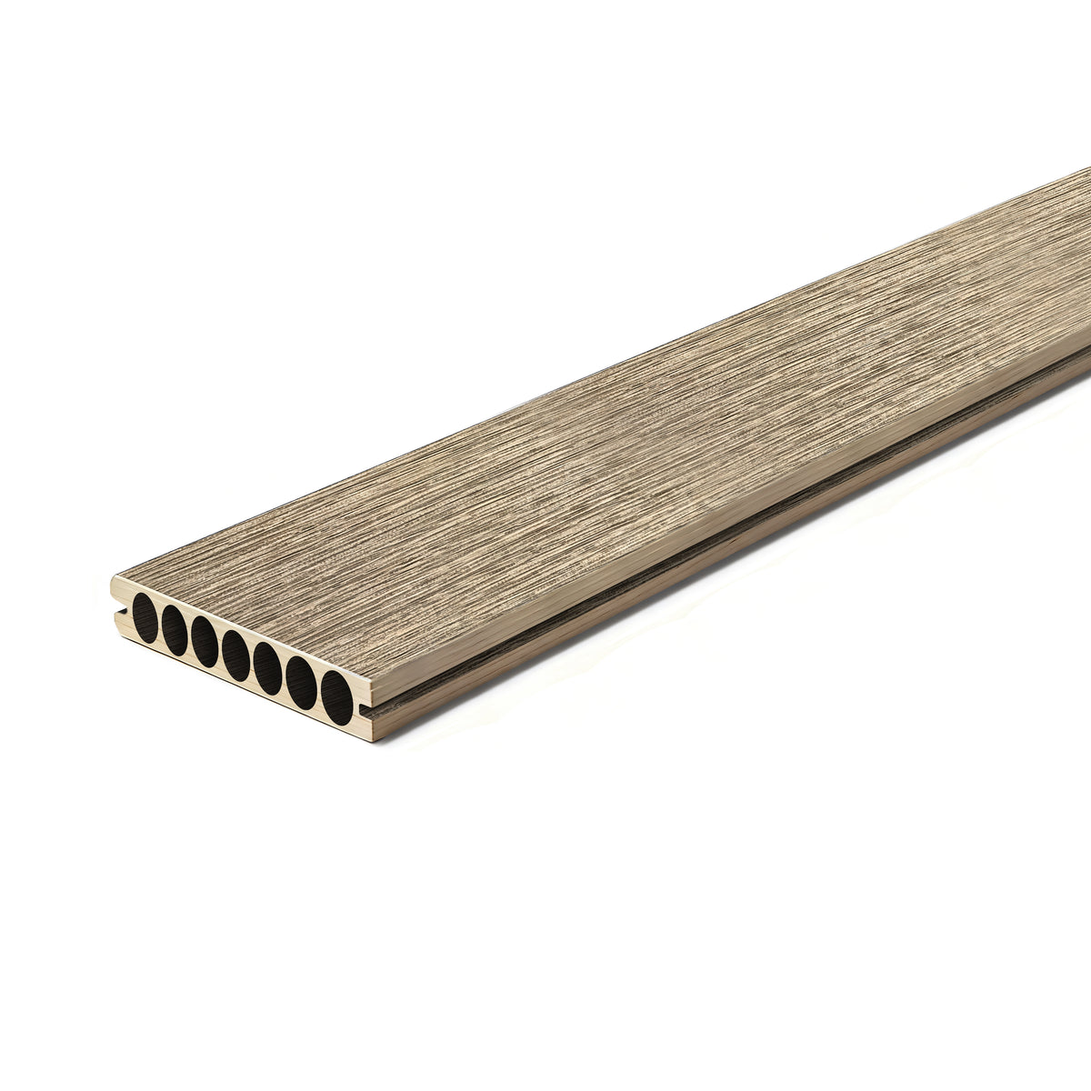 12 ft. x 6 in. x  1 in. Light Brown Hollow Composite Decking Board for Outdoor Patios, Gardens, Walkways and Platforms