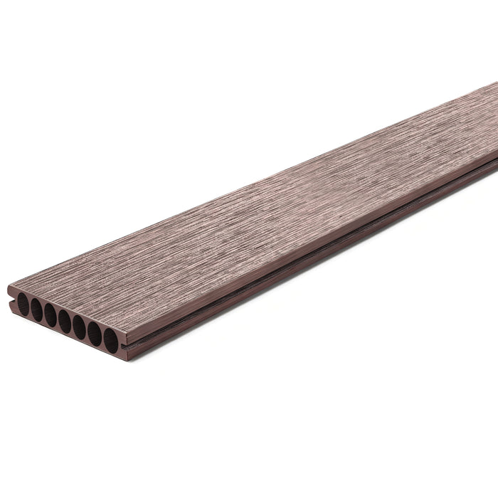 16 ft. x 6 in. x  1 in. Grayish Brown Hollow Composite Decking Board for Outdoor Patios, Gardens, Walkways and Platforms
