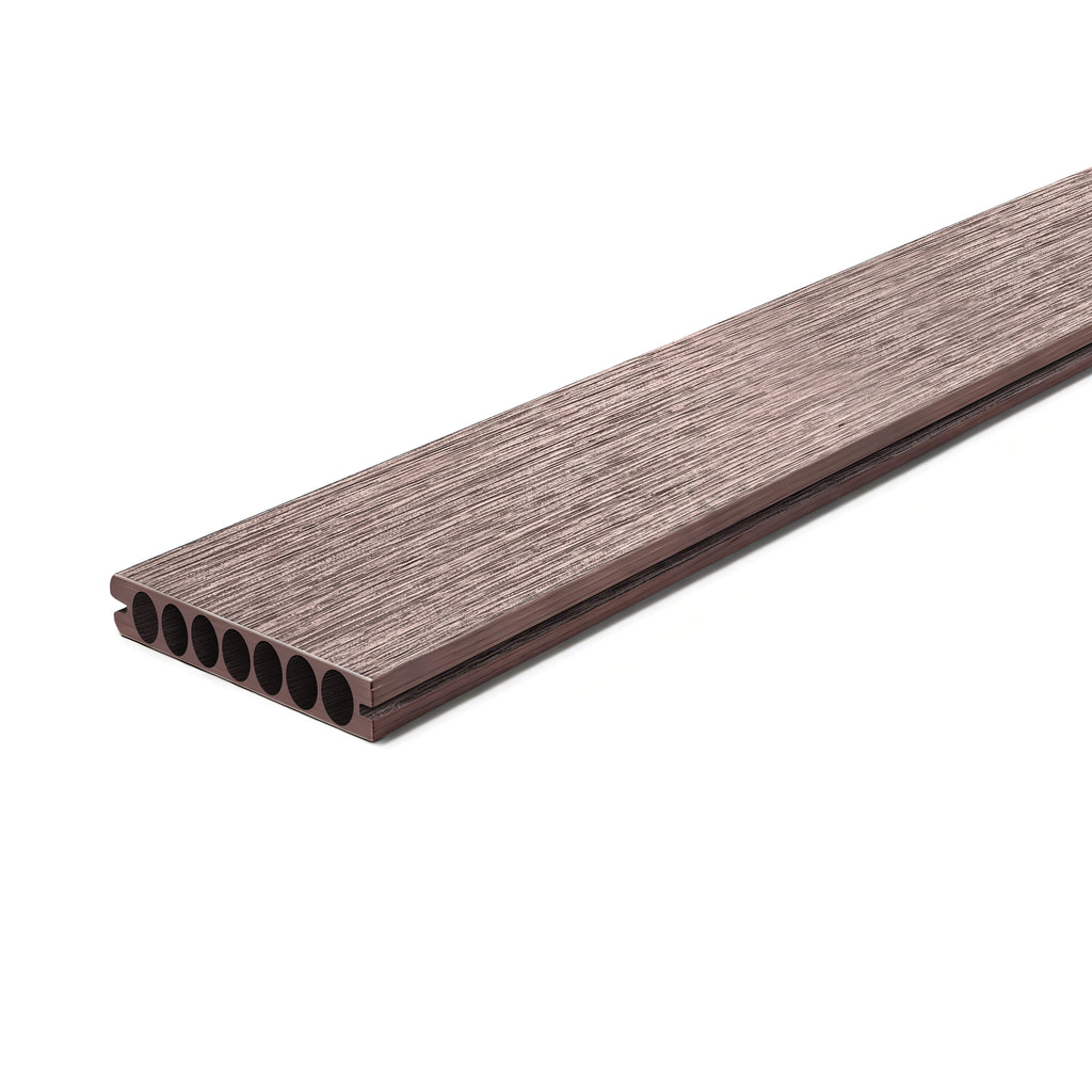 12 ft. x 6 in. x  1 in.  Grayish Brown Hollow Composite Decking Board for Outdoor Patios, Gardens, Walkways and Platforms