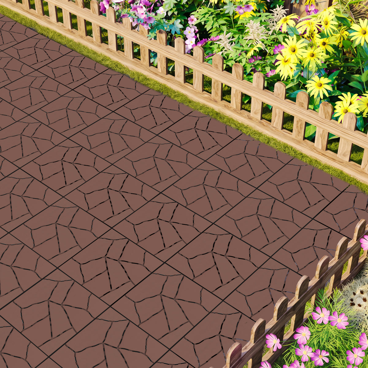 1 ft. x 1 ft. Outdoor Plastic Deck Tile in Brown(44-Pack, 44 sq. ft.)