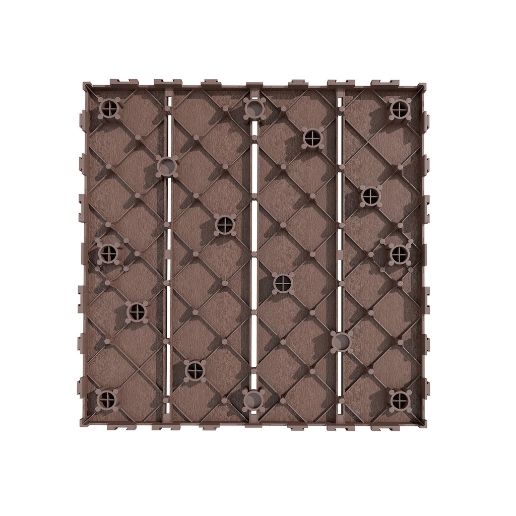 1 ft. x 1 ft. Outdoor Plastic Deck Tile in Brown (44-Pack, 44 sq. ft.)