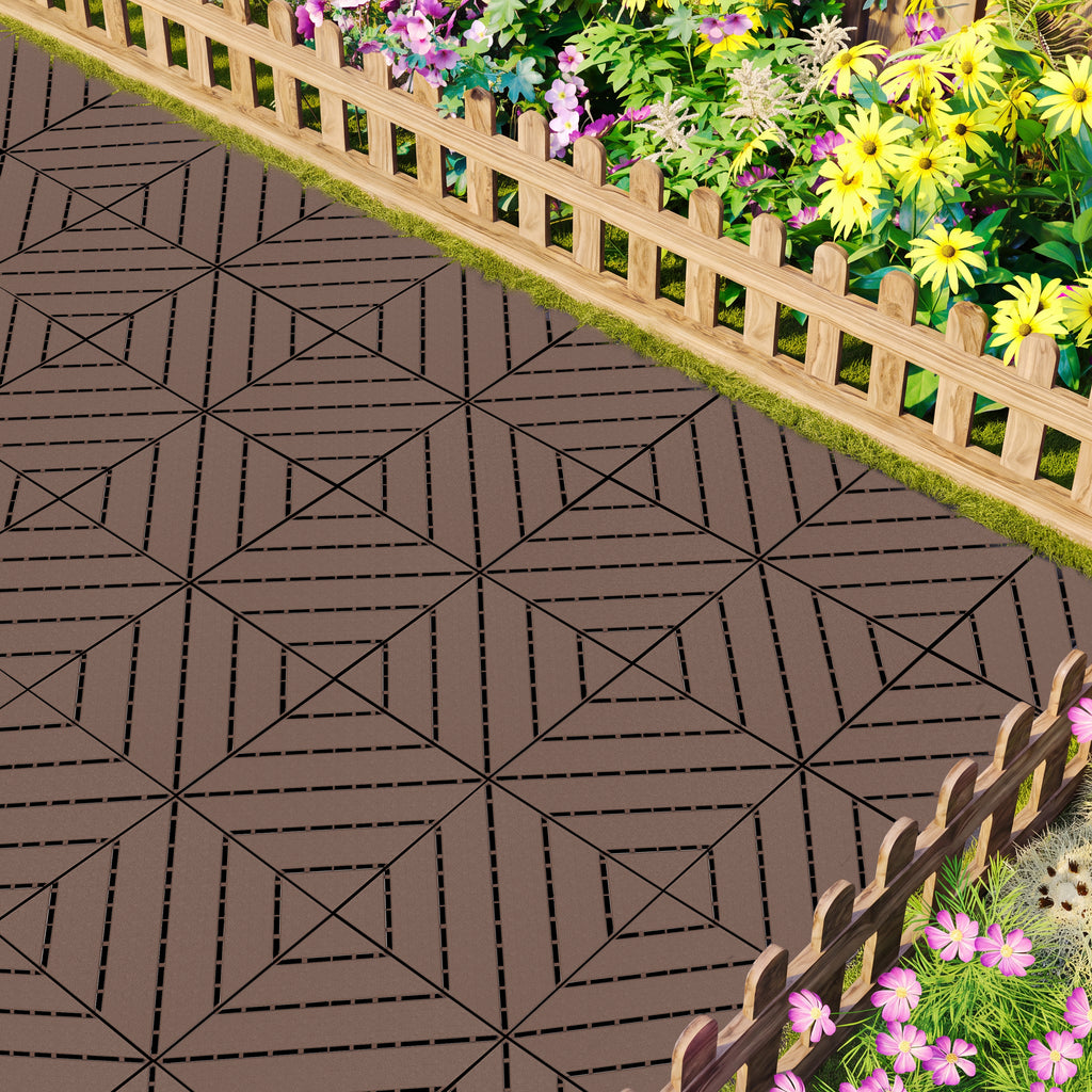 1 ft. x 1 ft. Outdoor Plastic Deck Tile in Brown  (44-Pack, 44 sq. ft.)