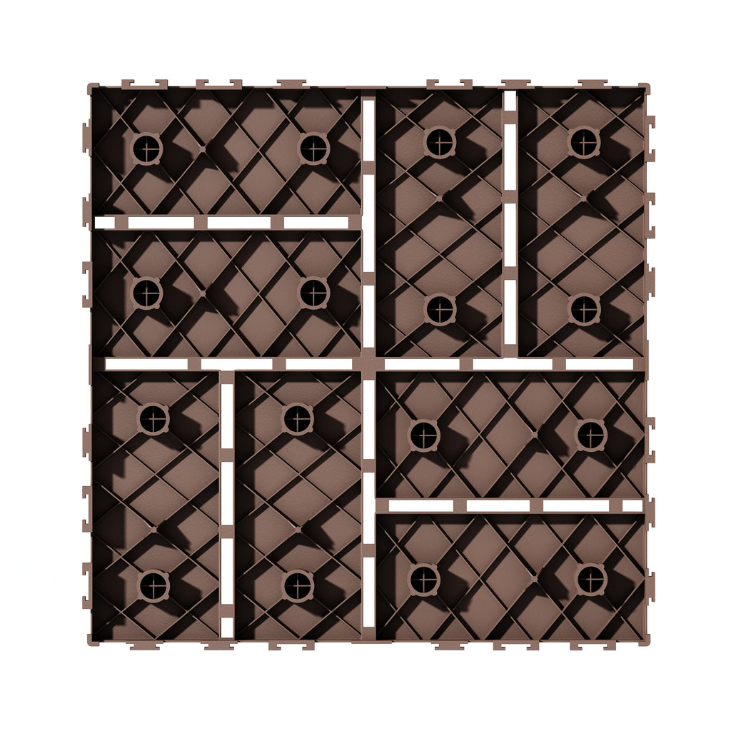 1 ft. x 1 ft. Outdoor Plastic Deck Tile in Brown (44-Pack, 44 sq. ft.)
