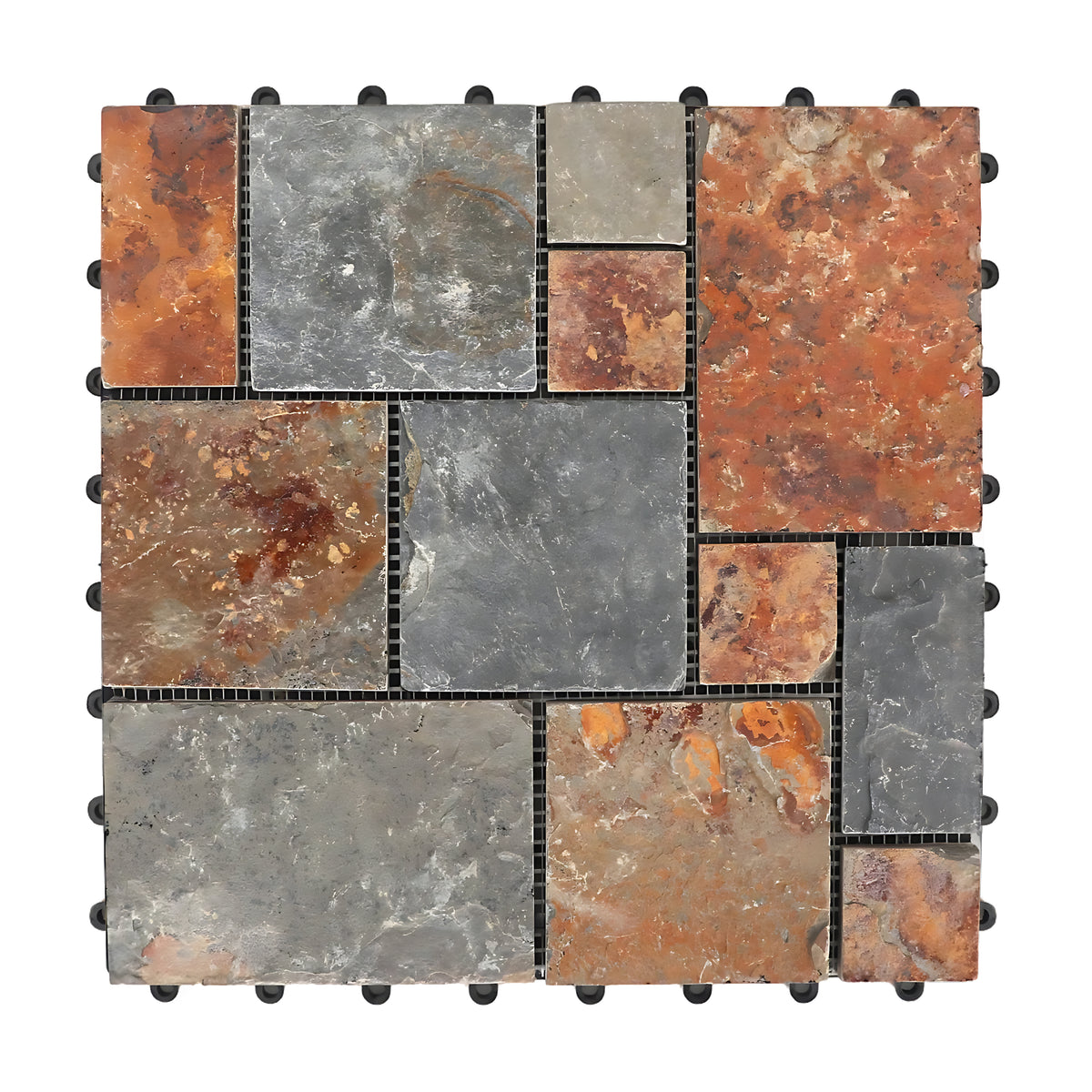 1 ft. x 1 ft. Multicolor Natural Stone Interlocking Deck Tiles for Indoor/Outdoor Use (8-Pack, 8 sq. ft.)