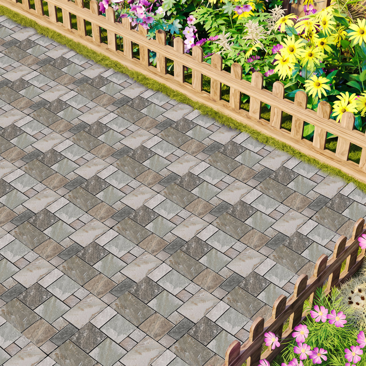 1 ft. x 1 ft. Multicolor Natural Stone Interlocking Patio and Deck Tiles for Indoor/Outdoor Use (8-Pack, 8 sq. ft.)