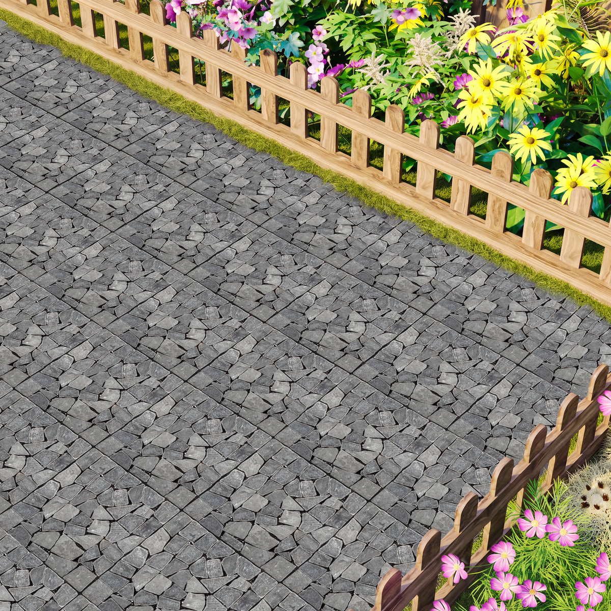 1 ft. x 1 ft. Natural Stone Interlocking Deck Tile in Gray (8-Pack, 8 sq. ft.)