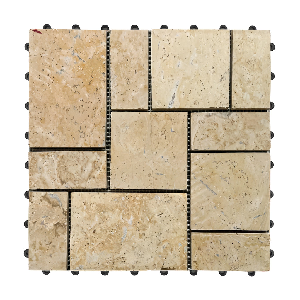 1 ft. x 1 ft. Natural Stone Interlocking Patio and Deck Tiles in Beige for Indoor/Outdoor Use (8-Pack, 8 sq. ft.)