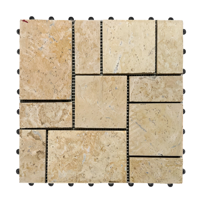 1 ft. x 1 ft. Natural Stone Interlocking Patio and Deck Tiles in Beige for Indoor/Outdoor Use (8-Pack, 8 sq. ft.)