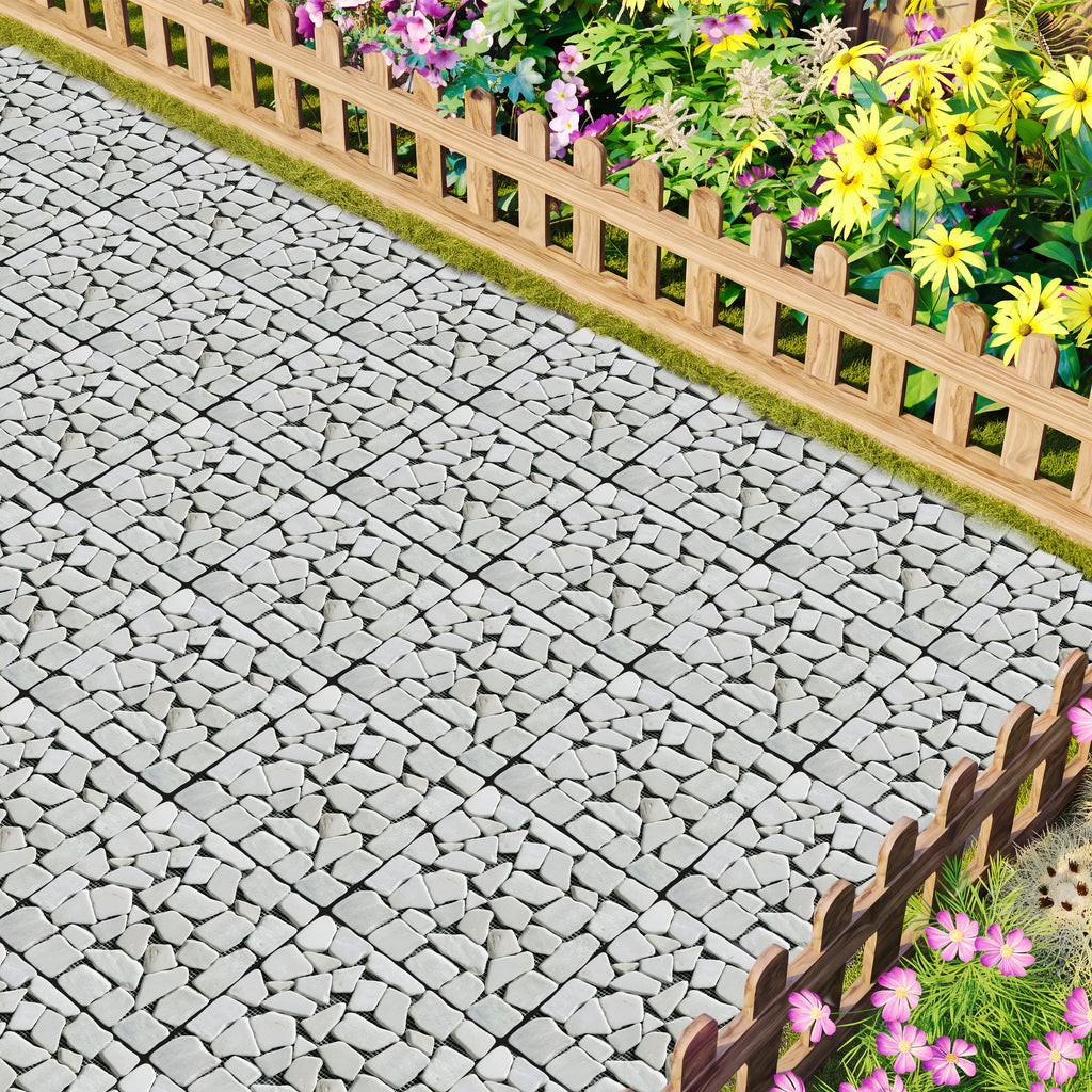 1 ft. x 1 ft. Natural Stone Interlocking Patio and Deck Tiles in Gray for Indoor/Outdoor Use (8-Pack, 8 sq. ft.)
